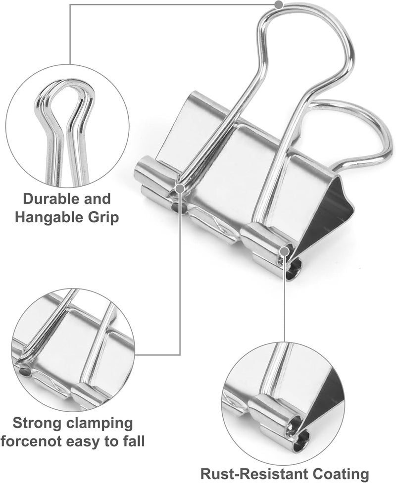 CUARUSUIKA Binder Clips, 50 Pack, 0.75 in Small Paper Clips for Office, （Silver） - Image 4